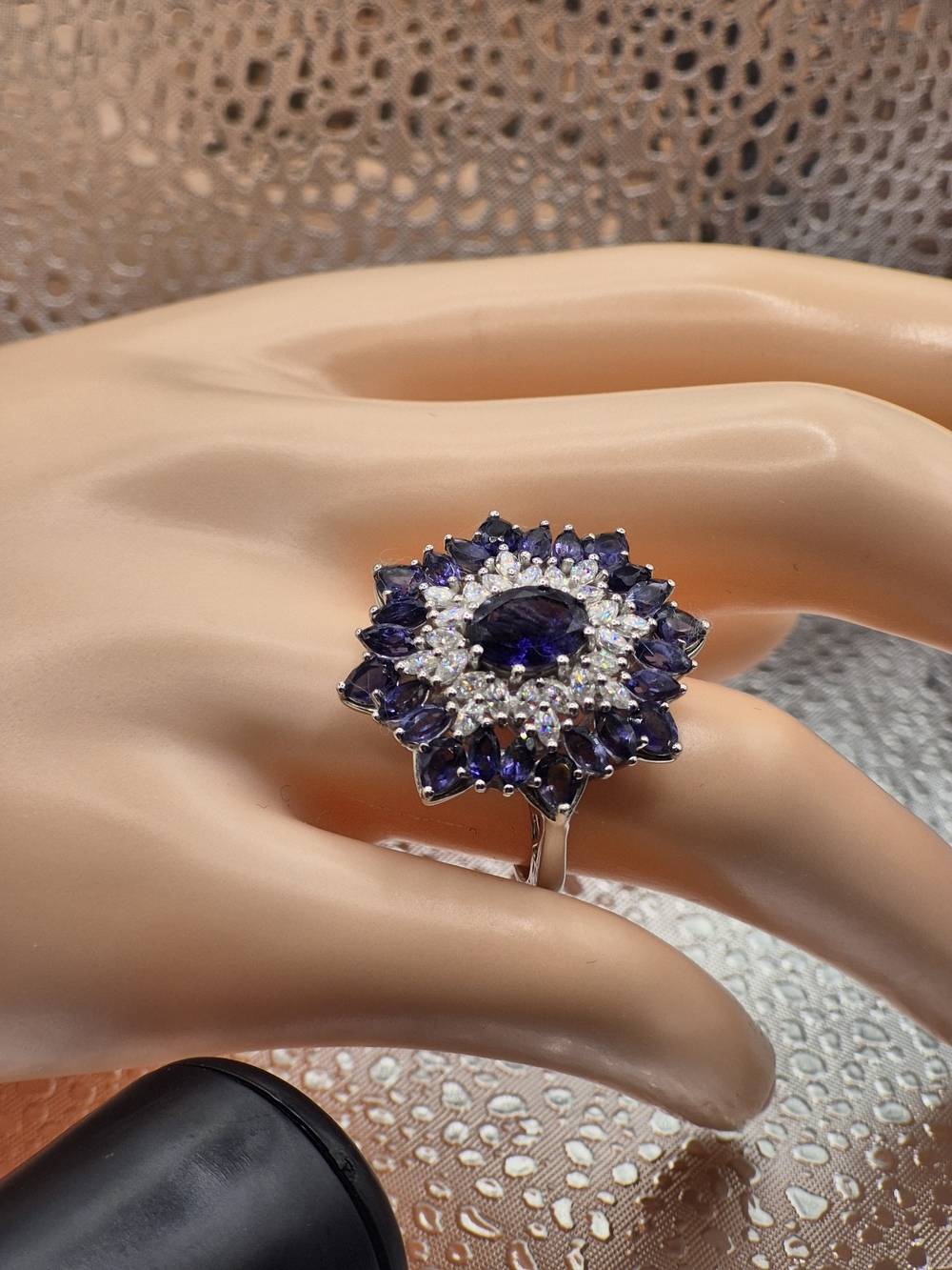 Premium Catalina Iolite And Moissanite Regalia Star Ring